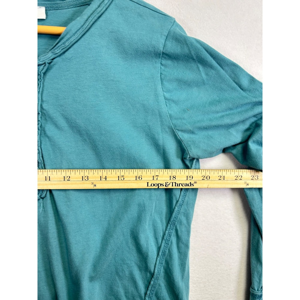 ZENANA Teal Long Sleeve Henley Button Up Casual Tunic Top Size L - Picture 9 of 9